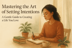 Girl writing in her journal Mastering the Art of Setting Intentions: A Gentle Guide to Creating a Life You Love